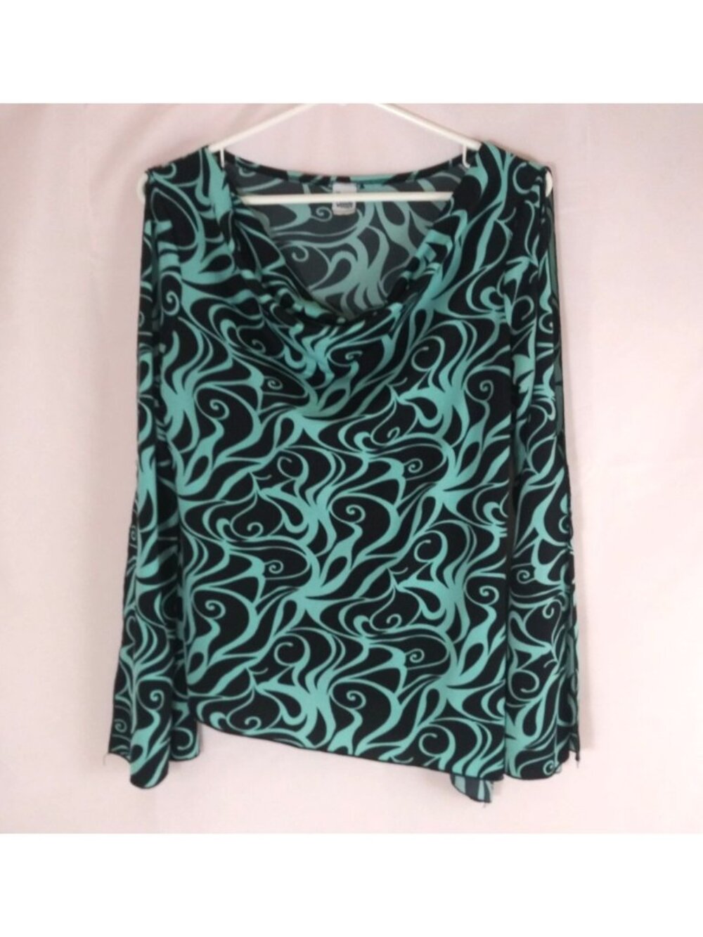 Tennie Weenie Women's Abstract Swirl Design Open Sleeve Blouse Size Large